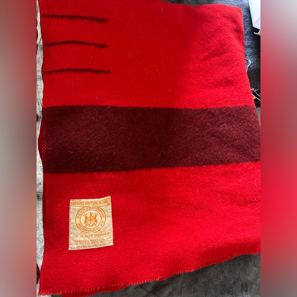 1950s Hudson Bay Four Point Red
Wool Blanket England